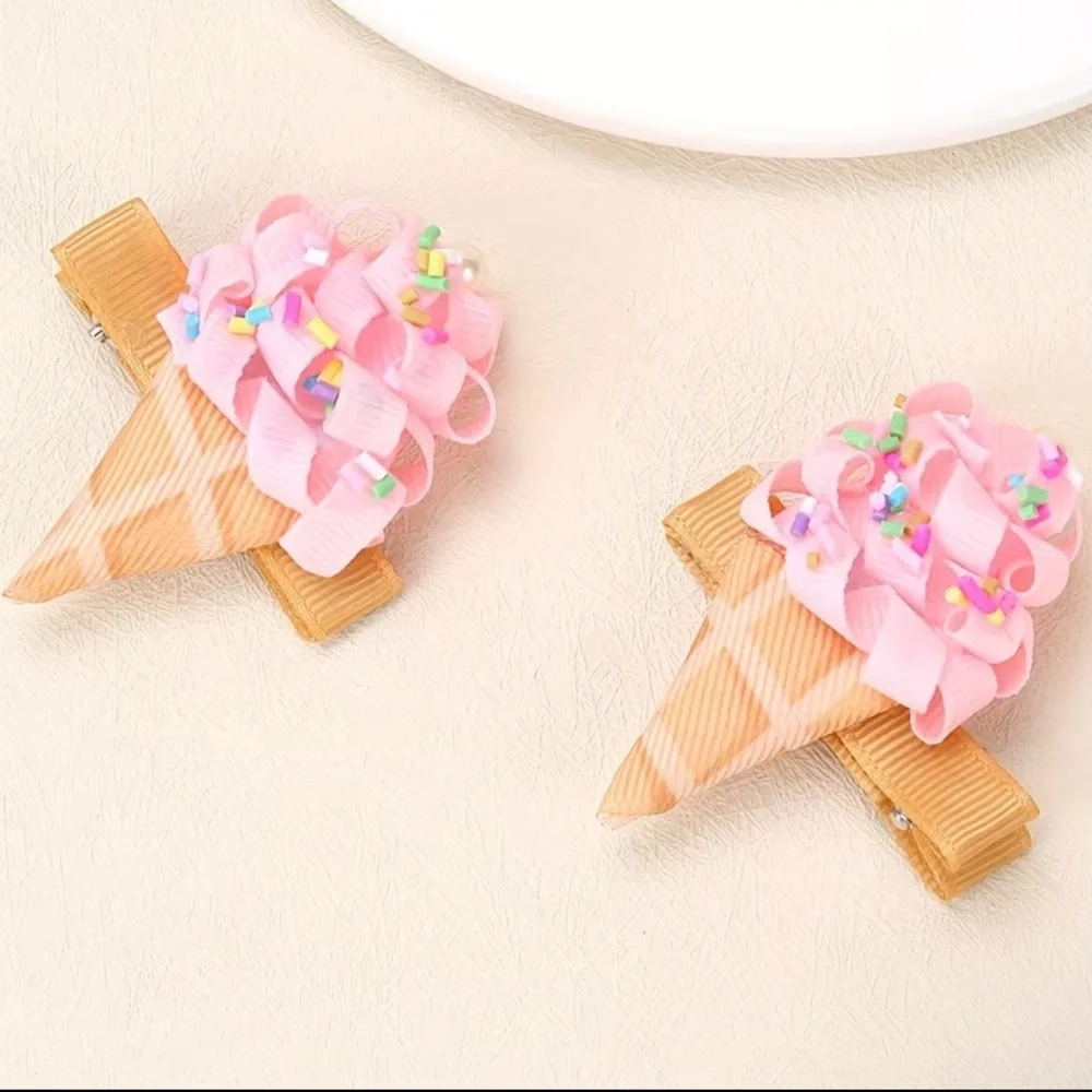 🆕 Pink Ice Cream Hair Clips - Summer
